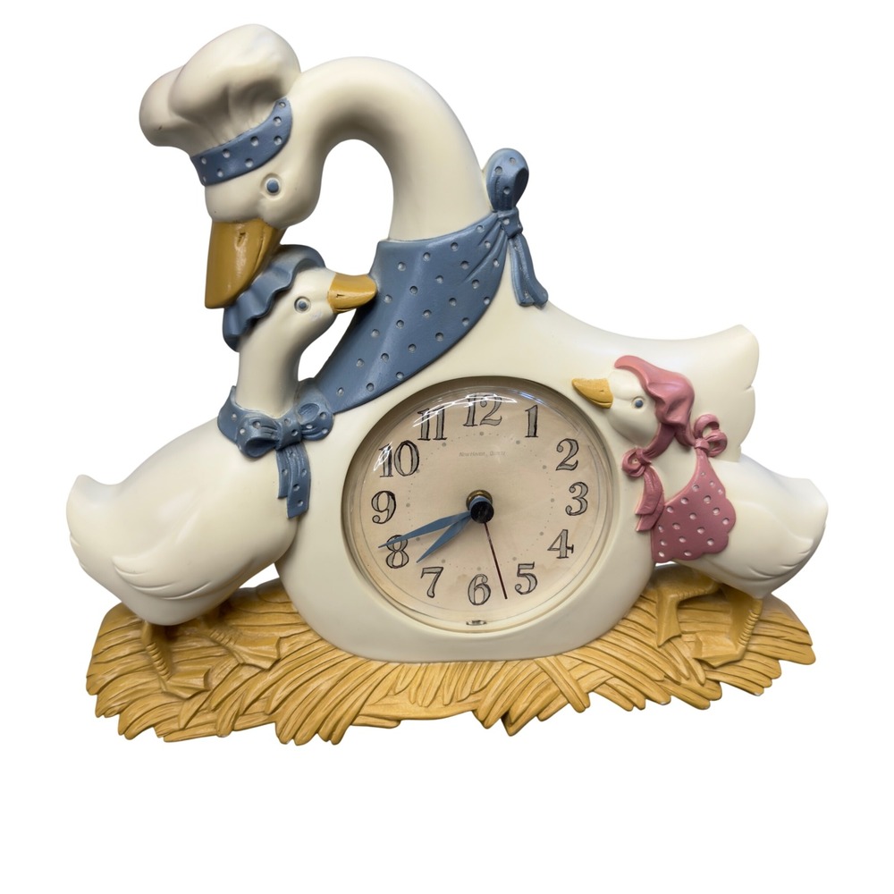 Vintage New Haven Quartz Country Geese Family Wall Clock 1980s Farmhouse Decor